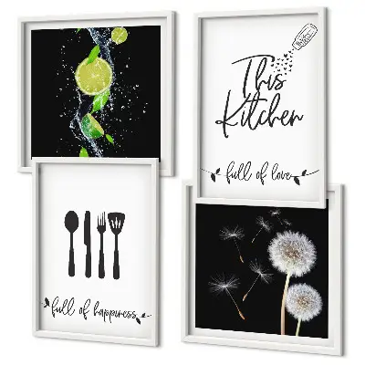 Löwenzahn Kalk Kücheninschriften als gerahmtes Polyptychon
