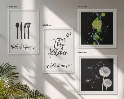 Löwenzahn Kalk Kücheninschriften als gerahmtes Polyptychon