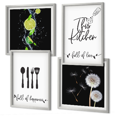Polyptychon mit rahmen Löwenzahn-Kalk-Kücheninschriften