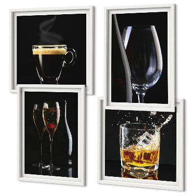 Wanddeko-set Whisky, Wein, Champagner, Kaffee, Alkohol