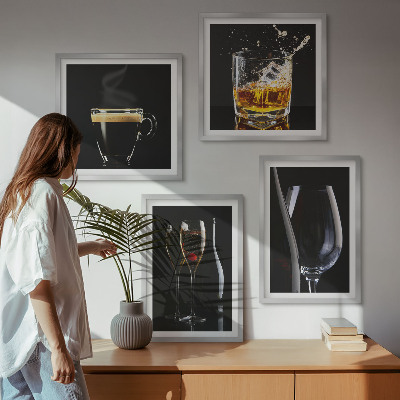 Wanddeko-set Whisky, Wein, Champagner, Kaffee, Alkohol