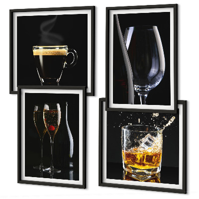 Wanddeko-set Whisky, Wein, Champagner, Kaffee, Alkohol