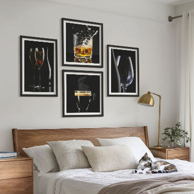 Wanddeko-set Whisky, Wein, Champagner, Kaffee, Alkohol