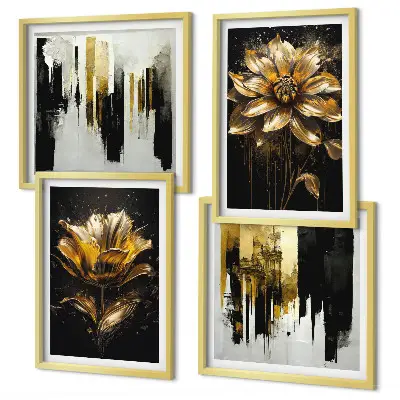 Stilvolle moderne Blumen als gerahmtes Polyptychon
