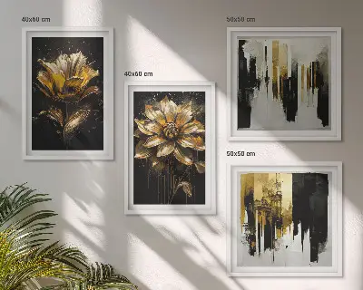 Stilvolle moderne Blumen als gerahmtes Polyptychon