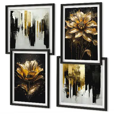Stilvolle moderne Blumen als gerahmtes Polyptychon