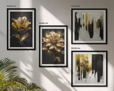 Stilvolle moderne Blumen als gerahmtes Polyptychon