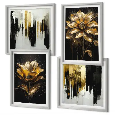 Stilvolle moderne Blumen als gerahmtes Polyptychon