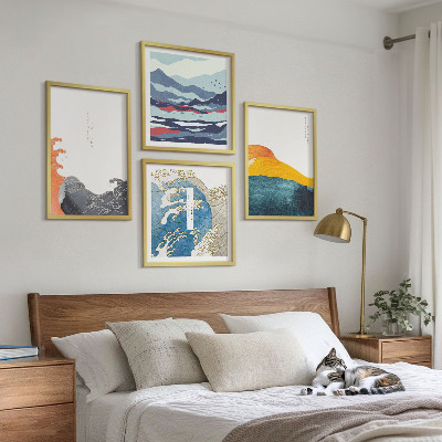 Wanddeko-set Wellen – Japanische Kunstgrafik