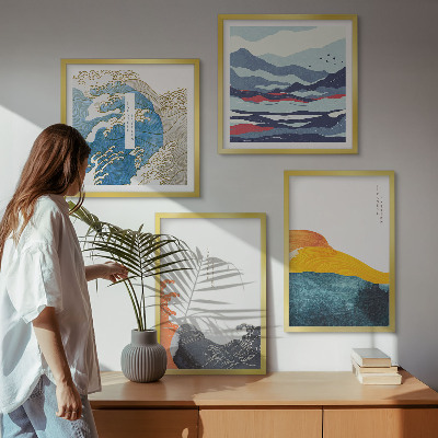 Wanddeko-set Wellen – Japanische Kunstgrafik