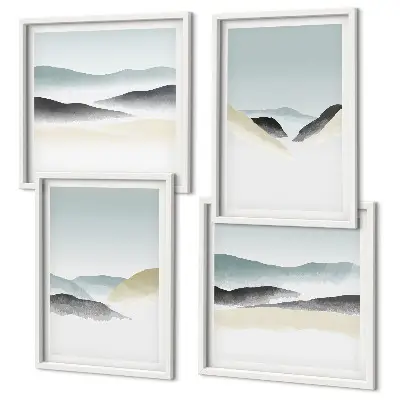 Polyptychon mit Rahmen berge in minimalistischen Pastellfarben
