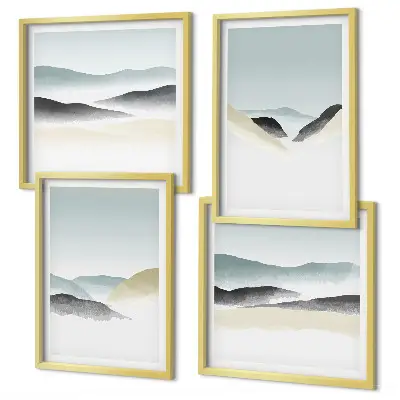 Polyptychon mit Rahmen berge in minimalistischen Pastellfarben
