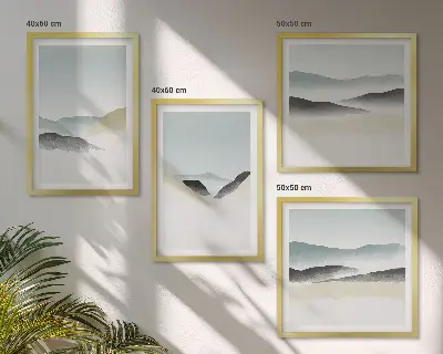 Polyptychon mit Rahmen berge in minimalistischen Pastellfarben
