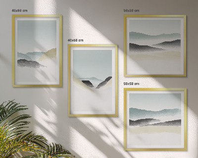 Polyptychon mit rahmen Berge minimalistische Pastellfarben