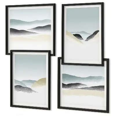 Polyptychon mit Rahmen berge in minimalistischen Pastellfarben