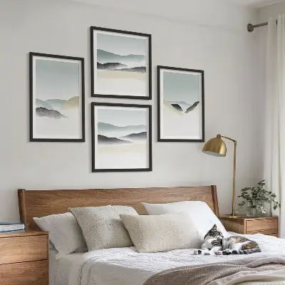 Polyptychon mit Rahmen berge in minimalistischen Pastellfarben