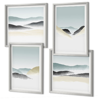 Polyptychon mit rahmen Berge minimalistische Pastellfarben