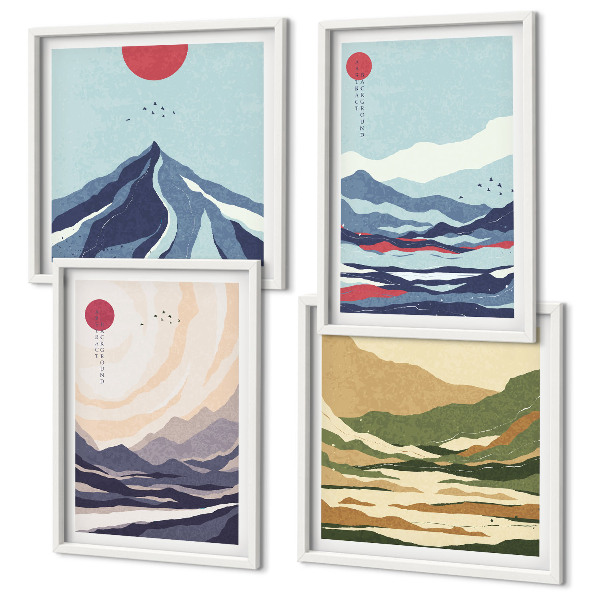 Wanddeko-set Abstrakte Berglandschaften