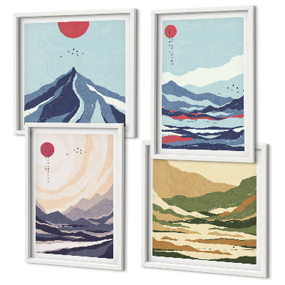 Wanddeko-set Abstrakte Berglandschaften