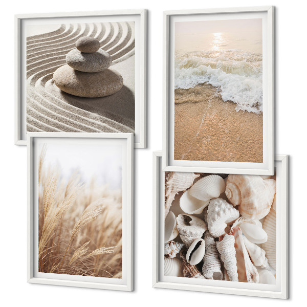 Polyptychon mit rahmen Strandmotive, Muscheln, Wellen