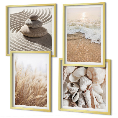 Polyptychon mit rahmen Strandmotive, Muscheln, Wellen
