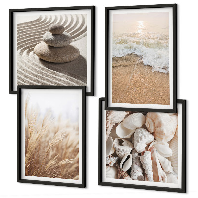 Polyptychon mit rahmen Strandmotive, Muscheln, Wellen