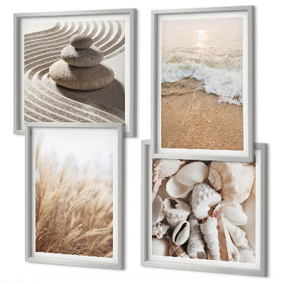 Polyptychon mit rahmen Strandmotive, Muscheln, Wellen