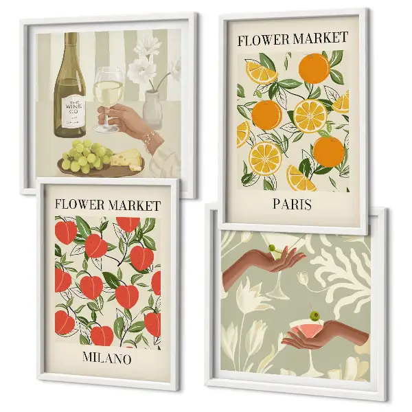 Wanddeko-Set Motiv Blumenwein Mailand und Paris
