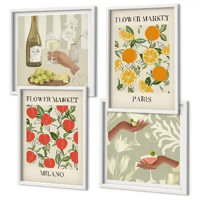 Wanddeko-Set Motiv Blumenwein Mailand und Paris