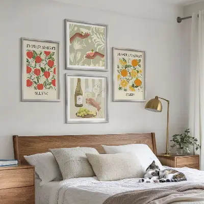 Wanddeko-Set Motiv Blumenwein Mailand und Paris