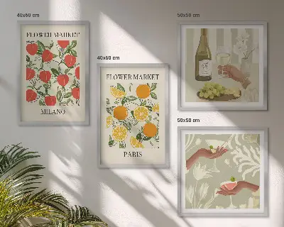 Wanddeko-Set Motiv Blumenwein Mailand und Paris