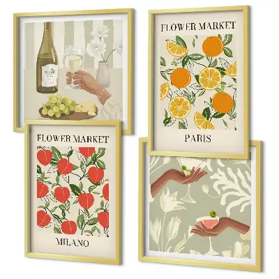 Wanddeko-Set Motiv Blumenwein Mailand und Paris