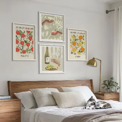 Wanddeko-Set Motiv Blumenwein Mailand und Paris