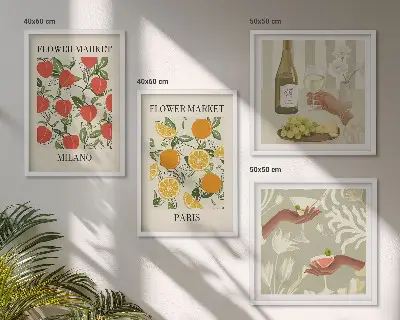 Wanddeko-Set Motiv Blumenwein Mailand und Paris