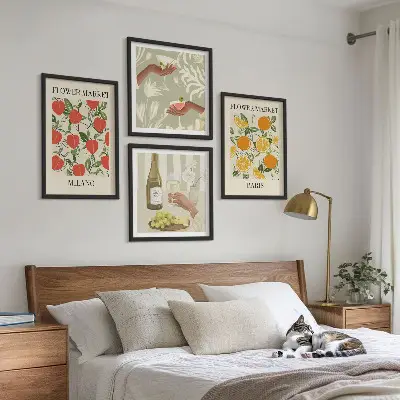 Wanddeko-Set Motiv Blumenwein Mailand und Paris