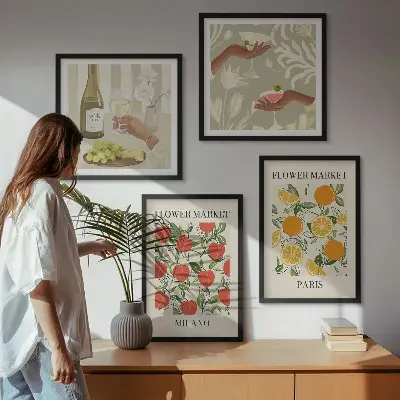 Wanddeko-Set Motiv Blumenwein Mailand und Paris