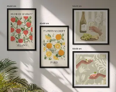 Wanddeko-Set Motiv Blumenwein Mailand und Paris