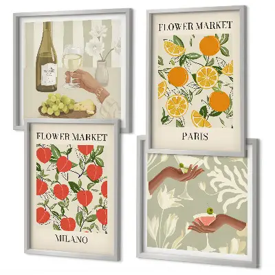 Wanddeko-Set Motiv Blumenwein Mailand und Paris