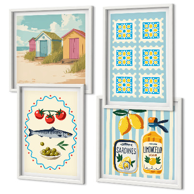 Polyptychon mit rahmen Illustrationen der mediterranen Küche