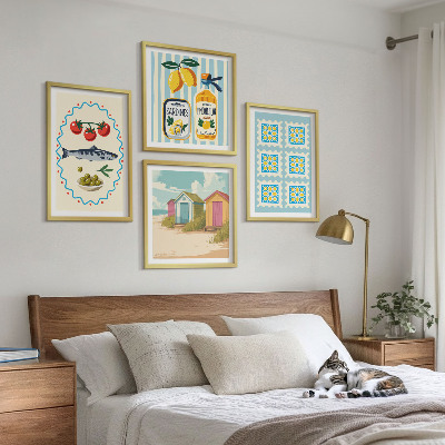 Polyptychon mit rahmen Illustrationen der mediterranen Küche