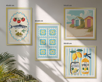 Polyptychon mit rahmen Illustrationen der mediterranen Küche