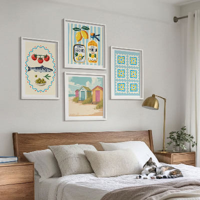 Polyptychon mit rahmen Illustrationen der mediterranen Küche