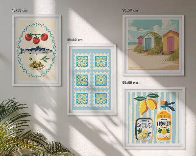 Polyptychon mit rahmen Illustrationen der mediterranen Küche
