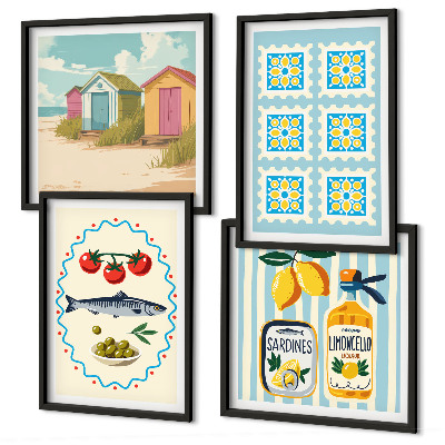 Polyptychon mit rahmen Illustrationen der mediterranen Küche