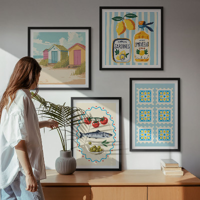 Polyptychon mit rahmen Illustrationen der mediterranen Küche