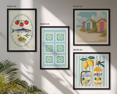 Polyptychon mit rahmen Illustrationen der mediterranen Küche