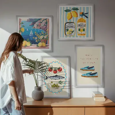 Wanddeko-Set italienische Aromen in farbenfrohen Bildern