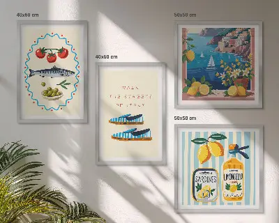 Wanddeko-Set italienische Aromen in farbenfrohen Bildern