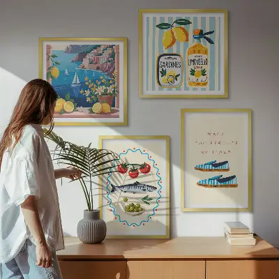 Wanddeko-Set italienische Aromen in farbenfrohen Bildern