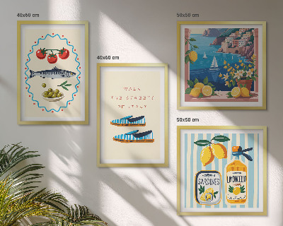 Wanddeko-set Italienische Aromen, farbenfrohe Bilder